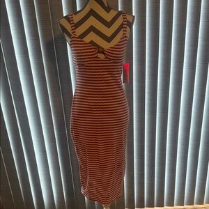 Derek Heart Orange and White Striped Midi Dress